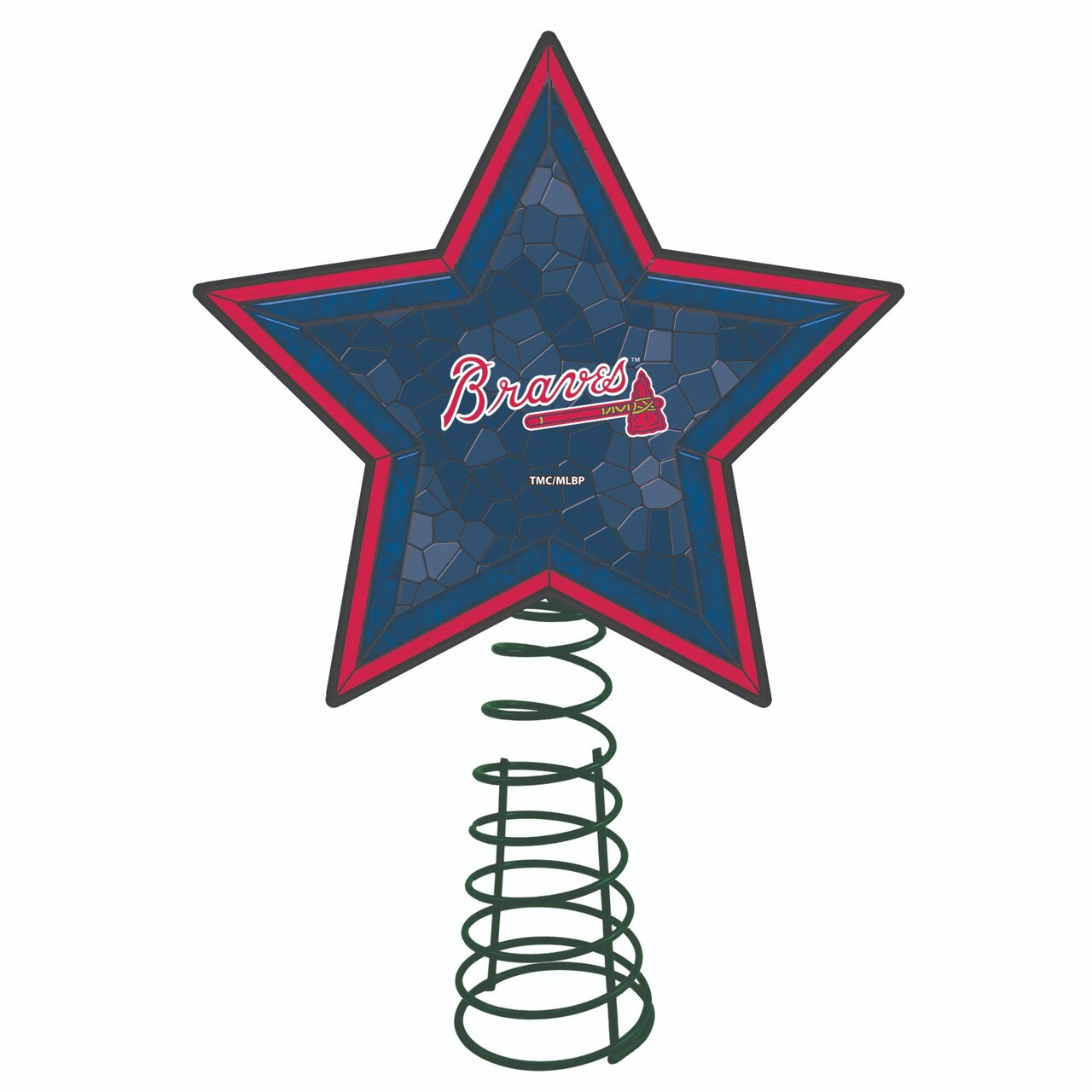 The Memory Company 10" Lighted Blue and Red Mosaic Style Star MLB Atlanta Braves Christmas Tree Topper